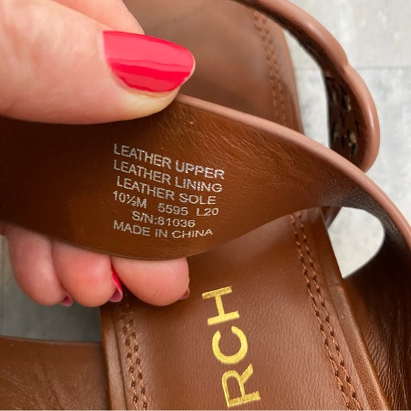 Tory Burch Tiny Miller Leather Toe Ring High Block Sandals Size 10.5 Brown - Picture 7 of 9